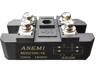 MDQ100-16/MDQ75-16/MDQ60-16/MDQ-50-16，ASEMI單相整流模塊，焊機/醫(yī)療設備/直流電機用橋